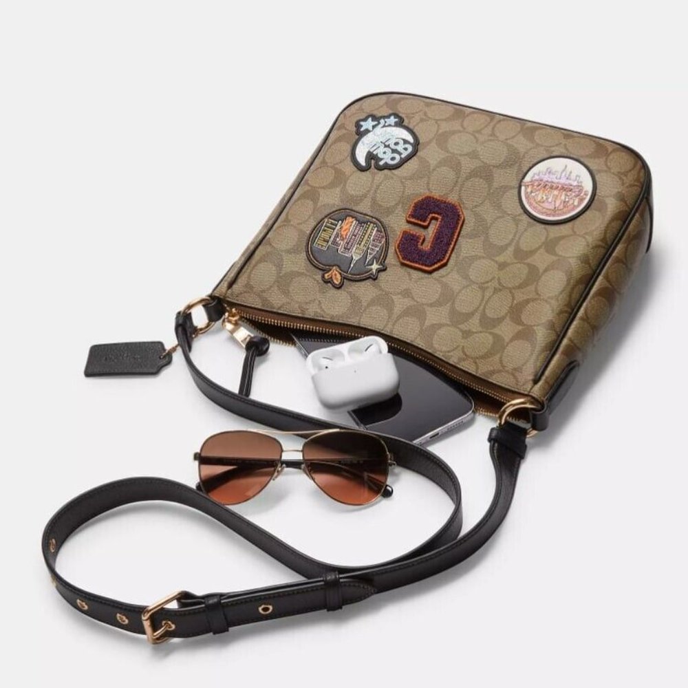 Coach Brown Crossbody Bag with Patches - Picture 2 of 10